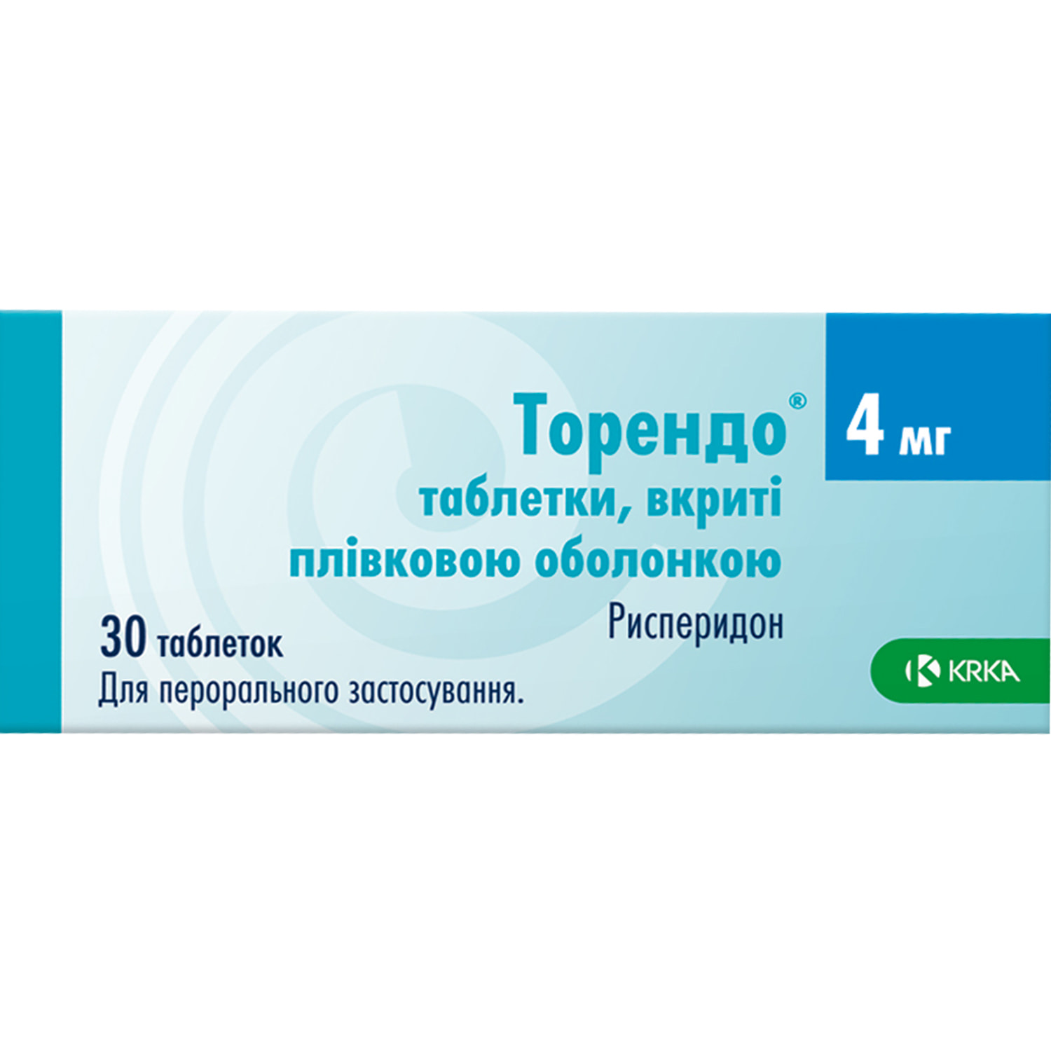 ТОРЕНДО® таблетки, вкриті плівковою оболонкою по 4 мг, по 10 таблеток у блістері, по 3 блістери у картонній коробці